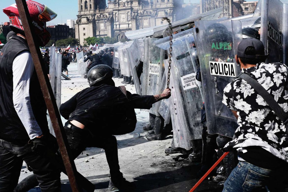 Thousands demonstrate against the government in Mexico as altercations result in 120 injuries.