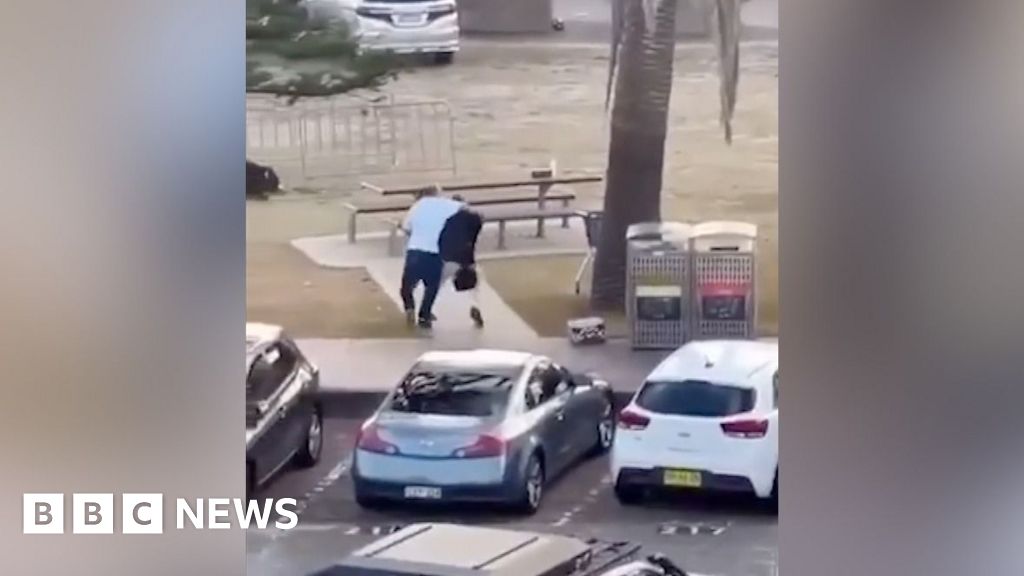 Eyewitness records instant man takes down and takes away weapon from Bondi shooter
