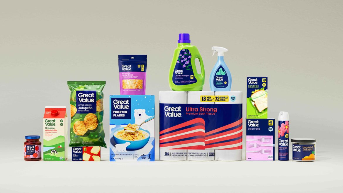 Walmart is renewing the appearance of Great Value, its biggest private label brand